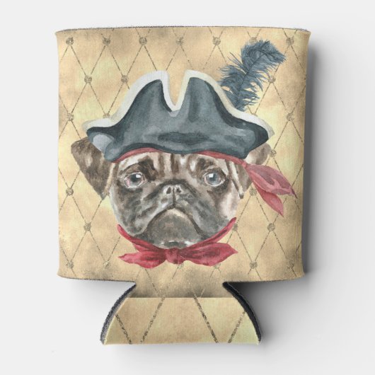 Blackface de Pug Pirate Koelbox Blikjeskoeler (Voorkant)