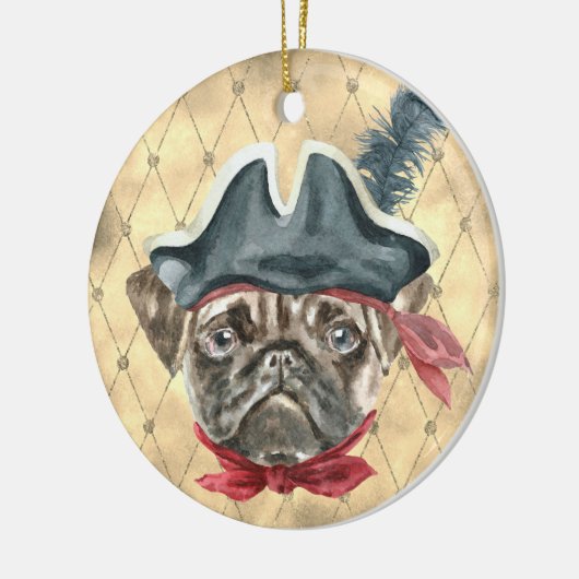 Blackface de Pug Pirate Ornament (Links)