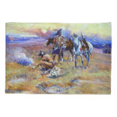 Blackfeet Burning Crow Buffalo Range Charles M Rus Kussensloop (Achterkant)