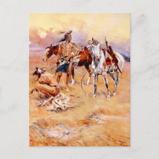 “Blackfeet verbranden Crow Buffalo Range” Briefkaart (Voorkant)
