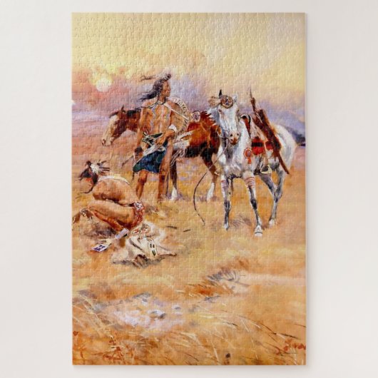 “Blackfeet verbranden Crow Buffalo Range” Legpuzzel (Verticaal)