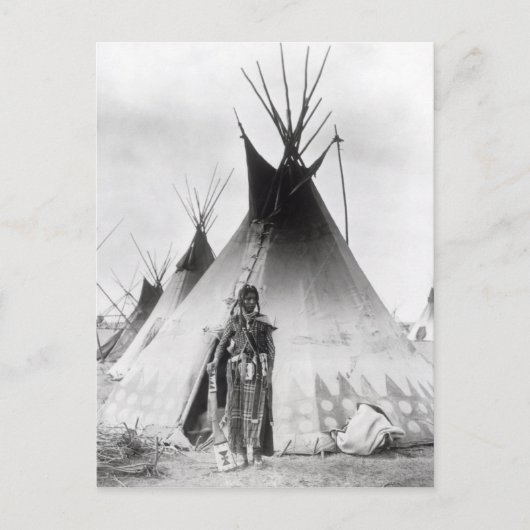 Blackfoot Brave, bij Calgary, Alberta, 1889 Briefkaart (Voorkant)