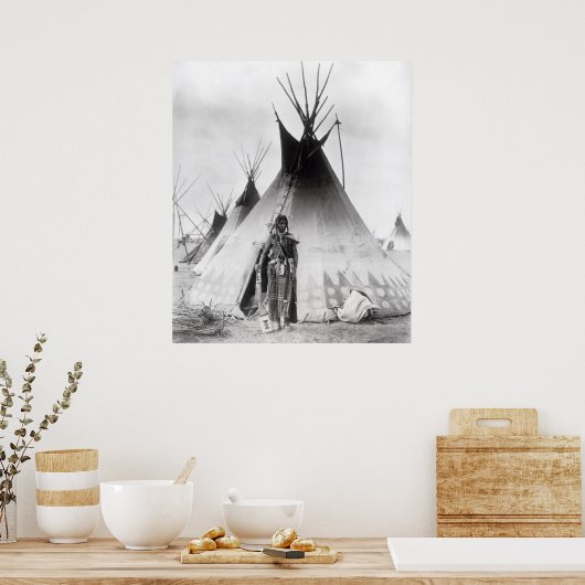 Blackfoot Brave, bij Calgary, Alberta, 1889 Poster (Keuken)