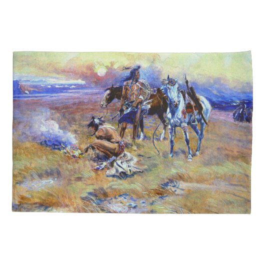 Blackfoot Burning Crow Buffalo Range Charles M Rus Kussensloop (Achterkant)