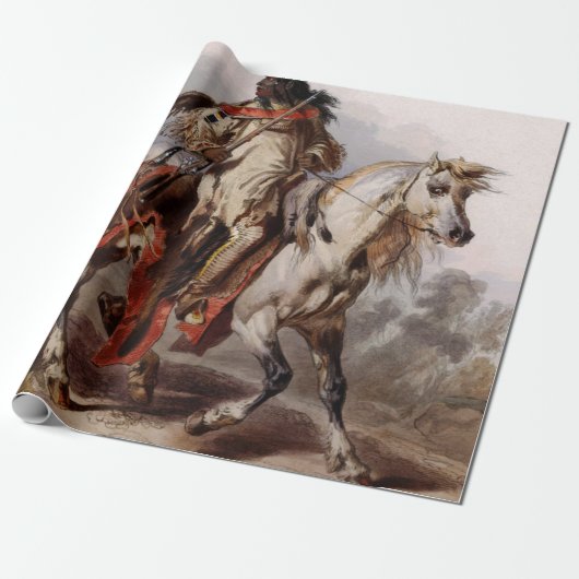 Blackfoot Indian On Arabian Horse Cadeaupapier (Uitgerold)