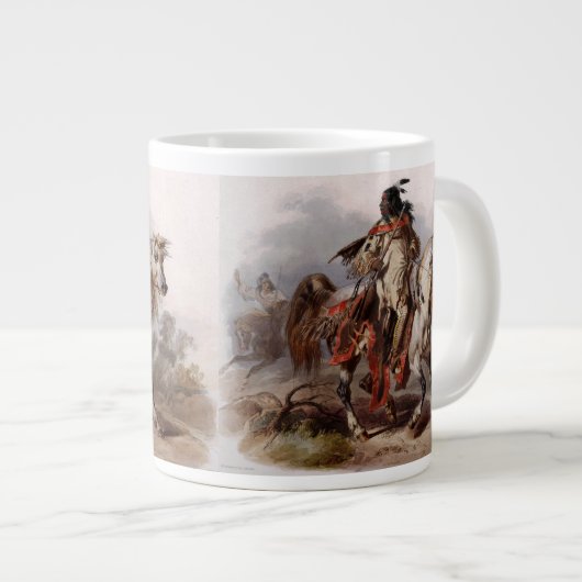 Blackfoot Indian On Arabian Horse Grote Koffiekop (Voorkant rechts)