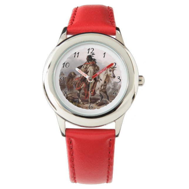 Blackfoot Indian On Arabian Horse Horloge (Voorkant)