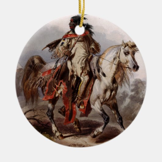 Blackfoot Indian On Arabian Horse Keramisch Ornament (Voorkant)