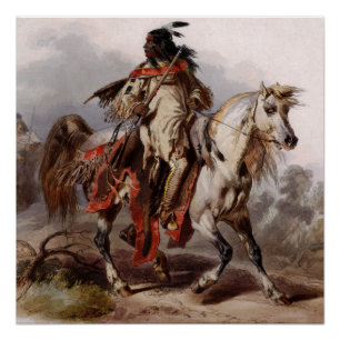 Blackfoot Indian On Arabian Horse Poster