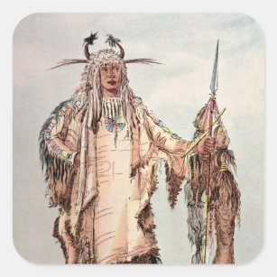 Blackfoot Indian Pe-Toh-Pee-Kiss, The Eagle Ribs Vierkante Sticker
