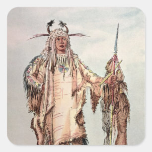 Blackfoot Indian Pe-Toh-Pee-Kiss, The Eagle Ribs Vierkante Sticker