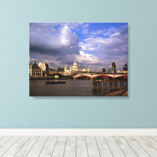 Blackfriars Bridge en St Paul's Cathedral Canvas Afdruk (Insitu (Houten vloer))