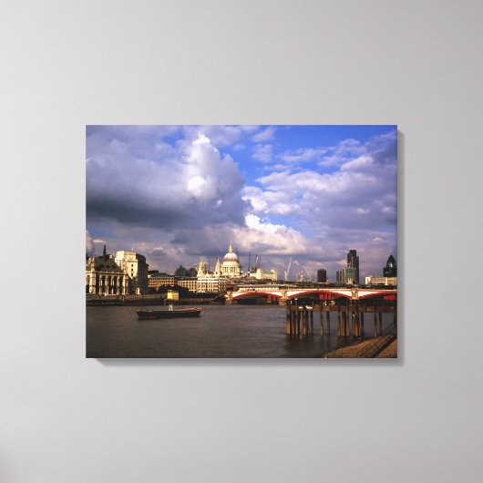 Blackfriars Bridge en St Paul's Cathedral Canvas Afdruk (Voorkant)