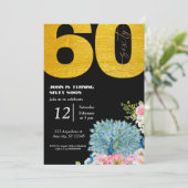 BlackGold Gold Peacock 60e verjaardag uitnodiginge Kaart (Staand voorkant)