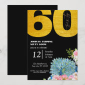 BlackGold Gold Peacock 60e verjaardag uitnodiginge Kaart (Voorkant / Achterkant)