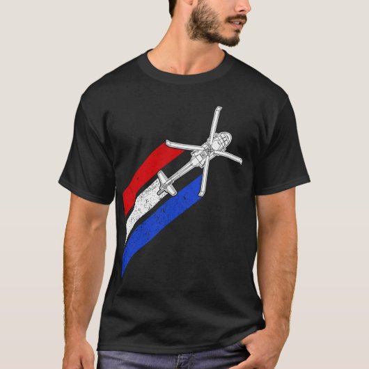 Blackhawk Amerikaanse Vlag Militaire Helikopter UH T-shirt (Voorkant)