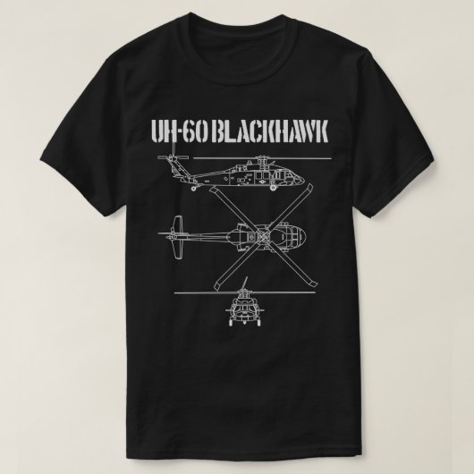 Blackhawk Schematic Militaire Helikopter UH60 Blac T-shirt (Design voorkant)