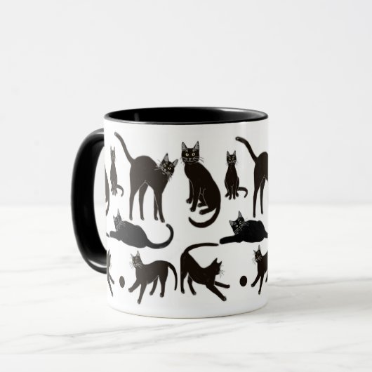 Blackie de Black Cat Ringer Mok (Voorkant links)