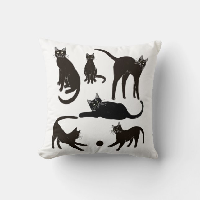 Blackie de Zwarte Kat Pillow Kussen (Voorkant)