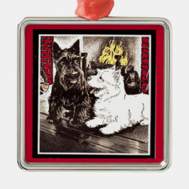 Blackie en Whitie door het vuur Metalen Ornament