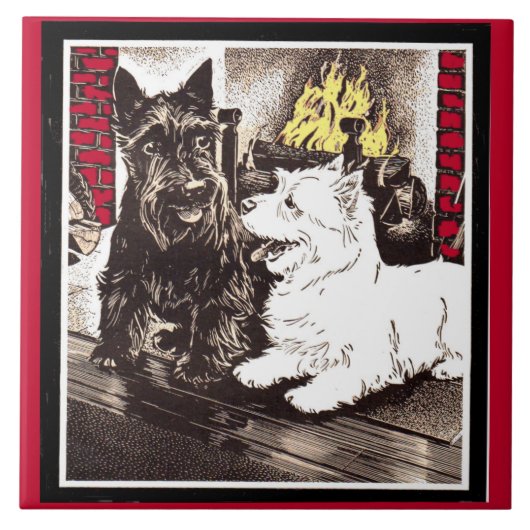 Blackie en Whitie door het vuur Tegeltje (Voorkant)