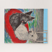 Blackie en Whitie op een vlot Legpuzzel (Horizontaal)