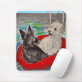 Blackie en Whitie op een vlot Muismat (Met muis)