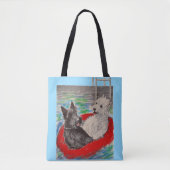 Blackie en Whitie op een vlot Tote Bag (Voorkant)