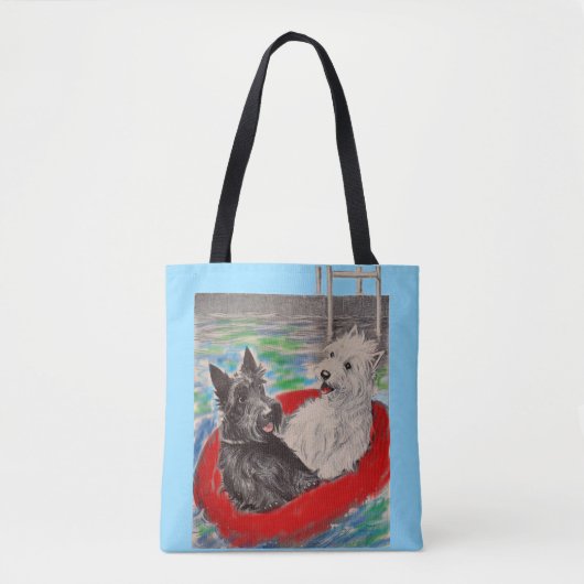 Blackie en Whitie op een vlot Tote Bag (Voorkant)