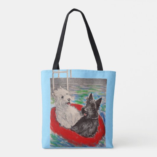 Blackie en Whitie op een vlot Tote Bag (Achterkant)