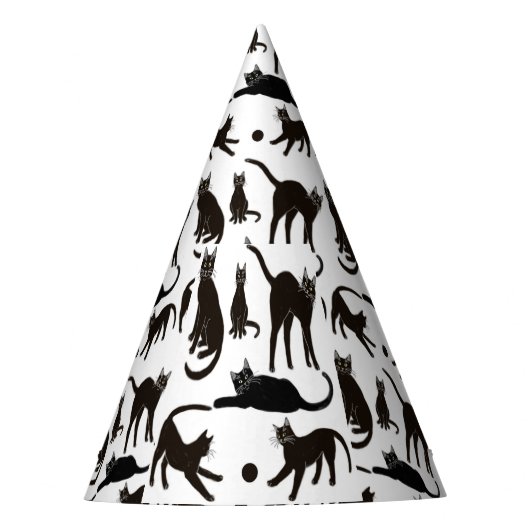 Blackie het Pet van de Black Cat Party Feesthoedjes (Voorkant)