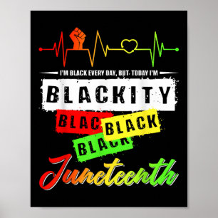Blackity Black Grappig Hartslag Juneteenth Pride M Poster