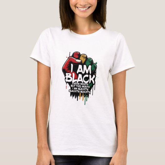 Blackity Black Power Fist Pride Pan-African Graffi T-shirt (Voorkant)