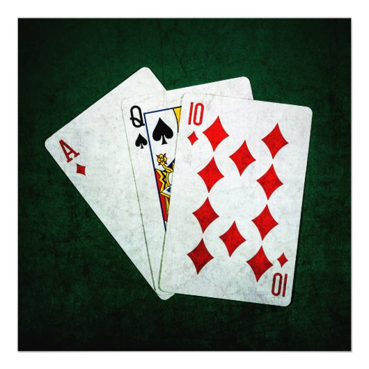 Blackjack 21 point - Ace, Queen, Ten Foto Afdruk (Voorkant)