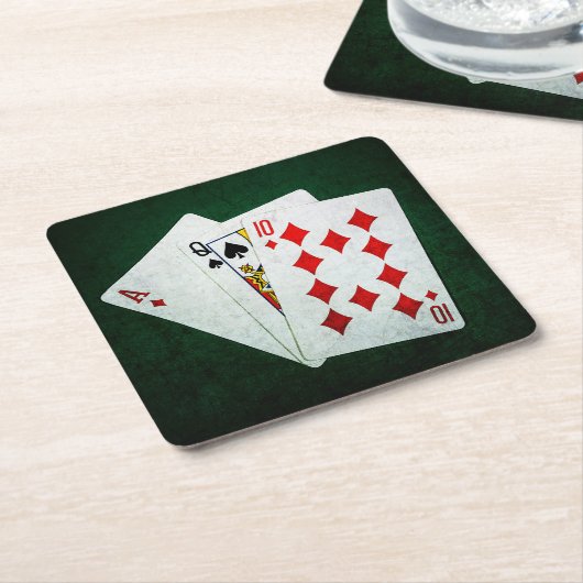 Blackjack 21 point - Ace, Queen, Ten Kartonnen Onderzetters (Schuin)