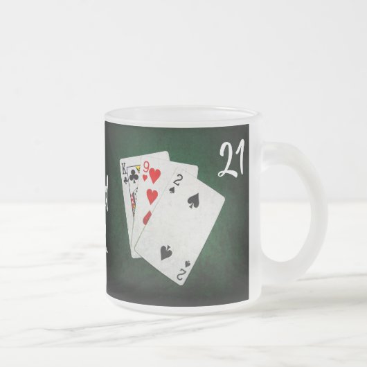 Blackjack 21 point - King, Nine, Two - Good Luck Matglas Koffiemok (Rechts)