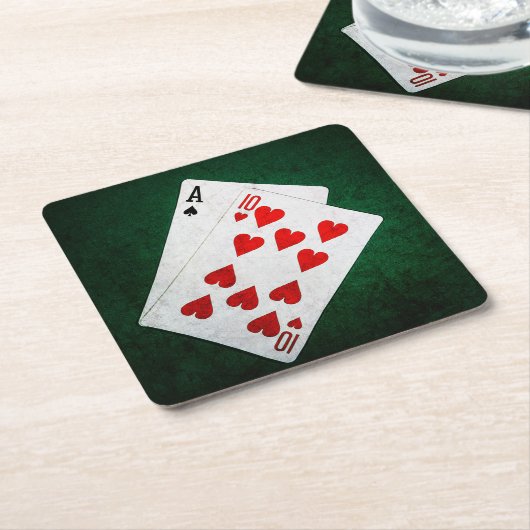 Blackjack 21 punt - Ace, Ten Kartonnen Onderzetters (Schuin)