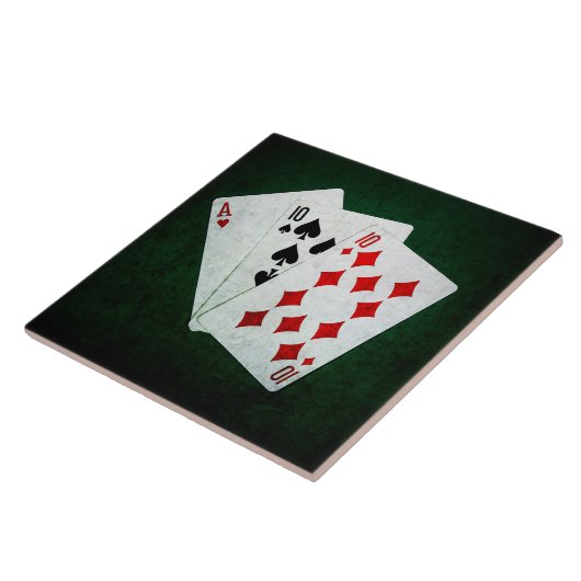 Blackjack 21 punt - Ace, Ten, Ten Tegeltje (Zijkant)