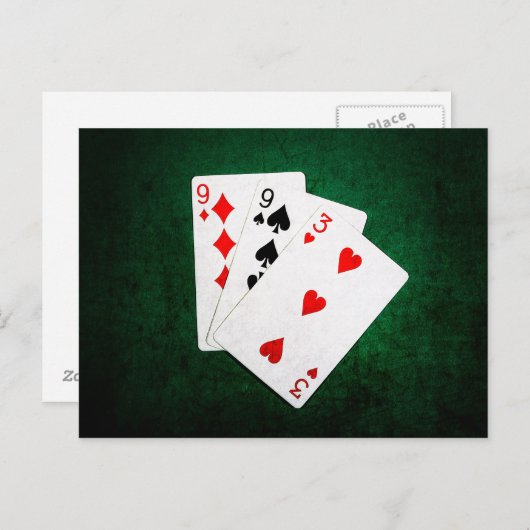 Blackjack 21-punt - Negen, Negen, Drie Briefkaart (Voorkant / Achterkant)