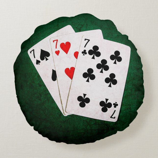 Blackjack 21 - Zeven, Zeven, Zeven Rond Kussen (Achterkant)