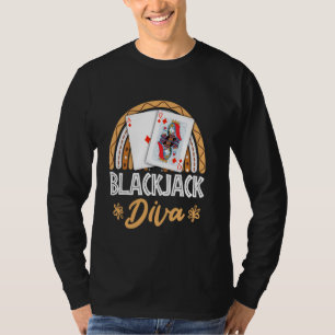 BLACKJACK DIVA Kaart Speler Blackjack Casino Vrouw T-shirt