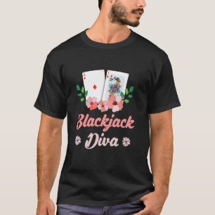 BLACKJACK DIVA Kaart Speler Blackjack Casino Vrouw T-shirt