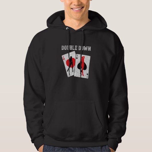BlackJack Double Down Casino Gambling 21 Blackjack Hoodie (Voorkant)
