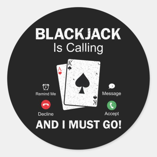 Blackjack gokken 21 Blackjack Ronde Sticker (Voorkant)