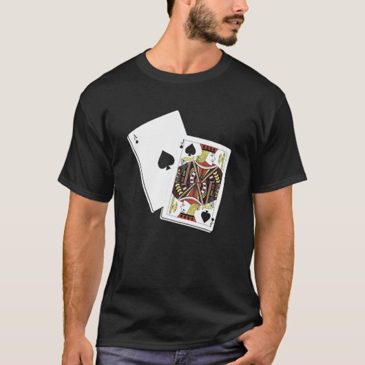 Blackjack Kleding Speelkaart T-shirt (Voorkant)