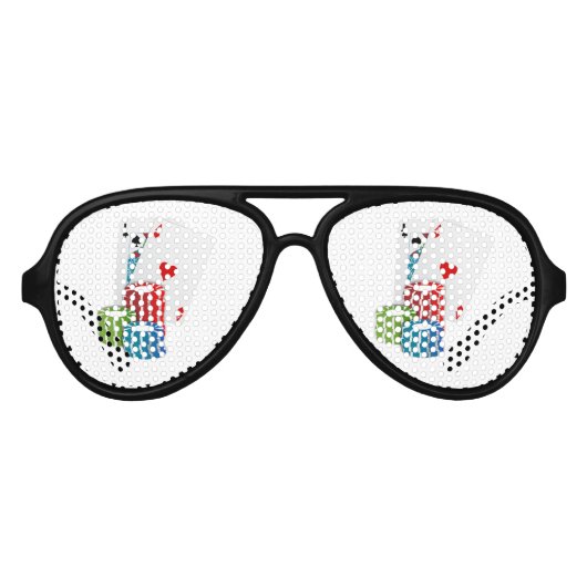 Blackjack met Poker Chips Aviator Zonnebril (Voorkant)