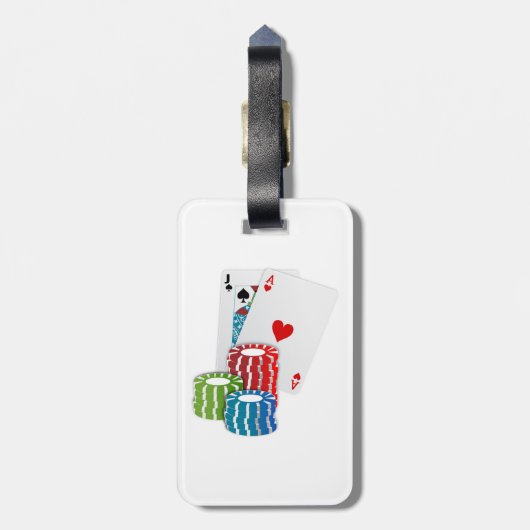 Blackjack met Poker Chips Bagagelabel (Achterkant verticaal)
