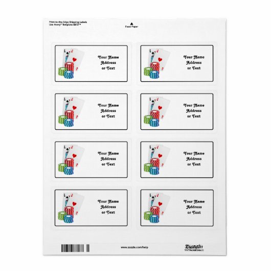 Blackjack met Poker Chips Etiket (Full Sheet)