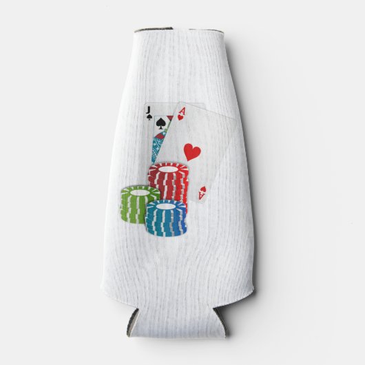 Blackjack met Poker Chips Flesjeskoeler (Voorkant)