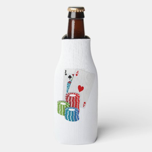 Blackjack met Poker Chips Flesjeskoeler (Fles Voorkant)